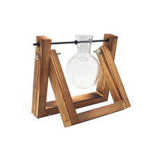 Load image into Gallery viewer, Terrarium Glass Plant Vase Wooden Creative Wood Base