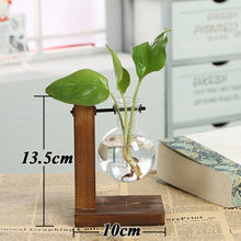 Load image into Gallery viewer, Terrarium Glass Plant Vase Wooden Creative Wood Base