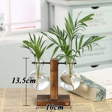 Load image into Gallery viewer, Terrarium Glass Plant Vase Wooden Creative Wood Base