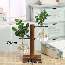 Load image into Gallery viewer, Terrarium Glass Plant Vase Wooden Creative Wood Base