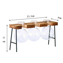 Load image into Gallery viewer, Terrarium Glass Plant Vase Wooden Creative Wood Base